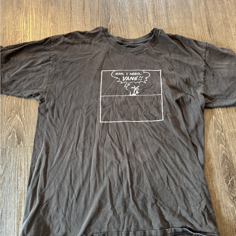 Vans grey Short-Sleeve Tee with White Comic Graphic